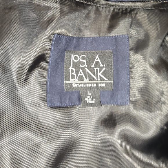 Jos A Bank Soft Sueded Bomber Jacket Sz L Navy Blue Zip Out Lining 5 pockets - Picture 3 of 8